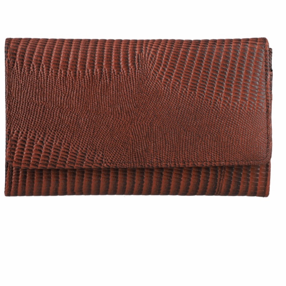 NWT Brown Genuine Leather RFID Wallet – Lizard Embossed